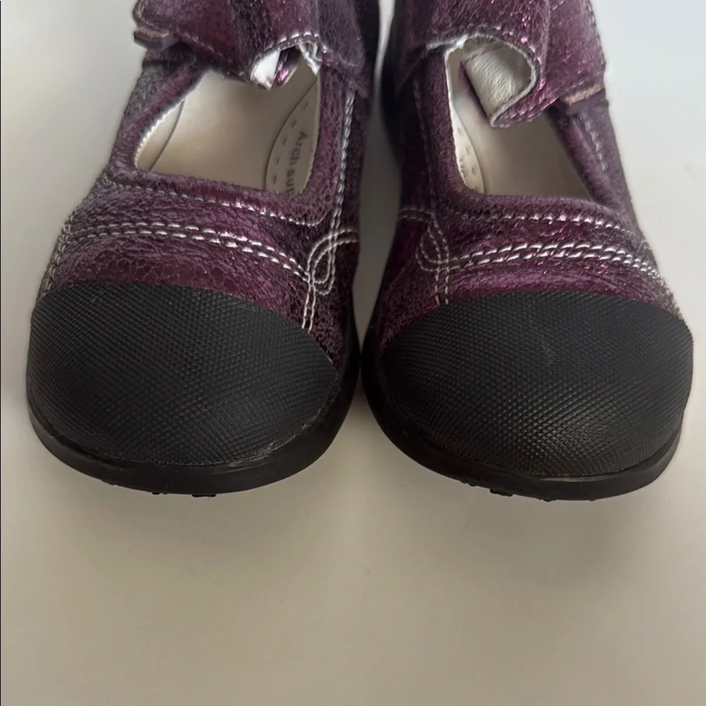 Pediped flex Purple sparkle Mary Jane Dress Shoes with Velcro Strap sz 29 EUC